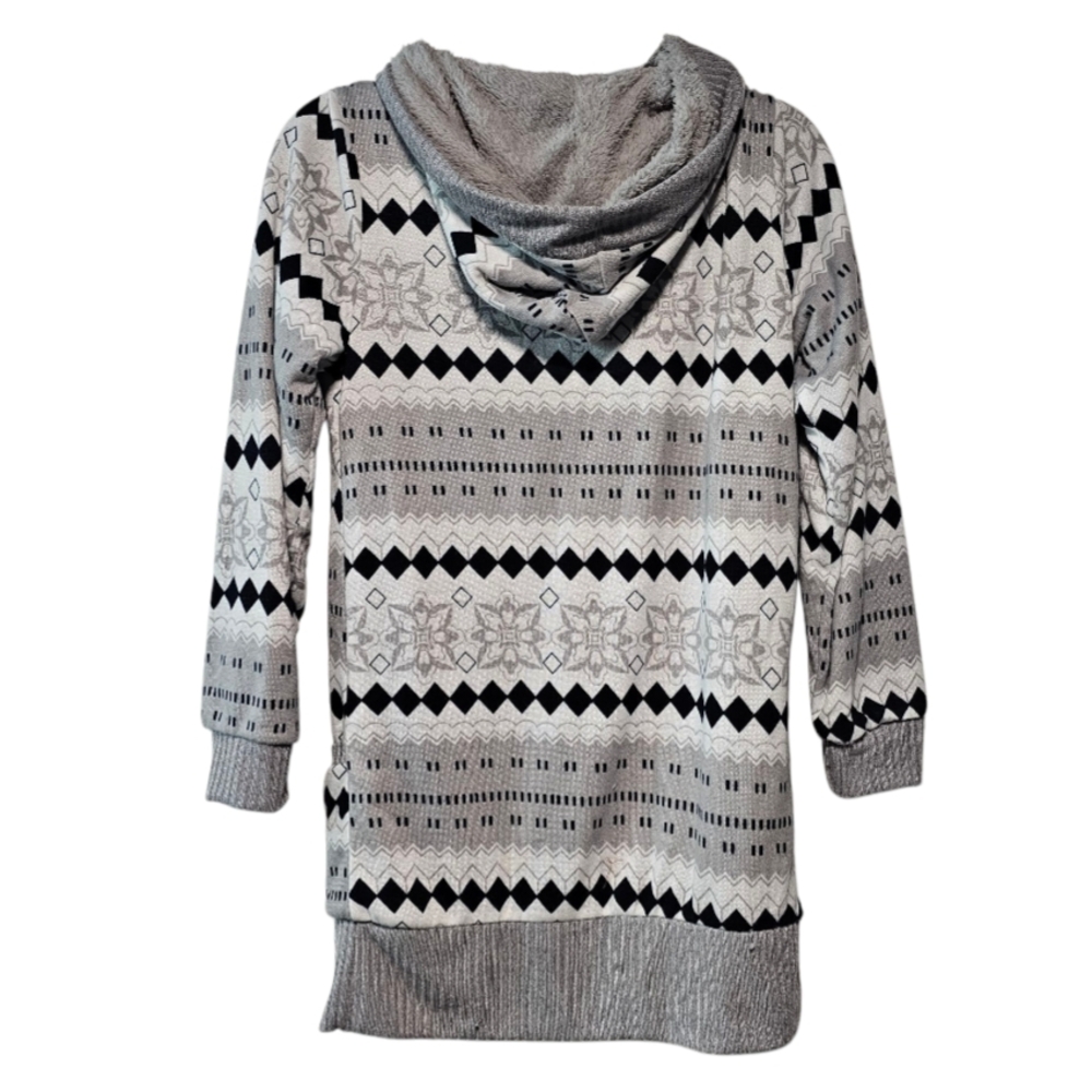 Womens Long Gray Patterned Cardigan Sweater Size Small - Picture 3 of 5